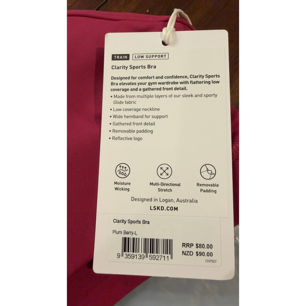 LSKD Clarity Sports Bra Plum Berry Ruched Women's Large NWT NEW - Picture 16 of 16
